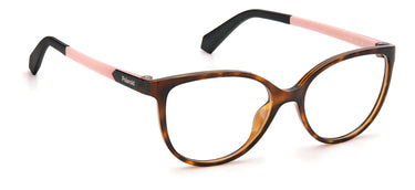Youth Girls Polaroid Eyeglasses: PLD D825 - Havana Pink(2) SpecSMART Eye Clinic (Diagonal View)